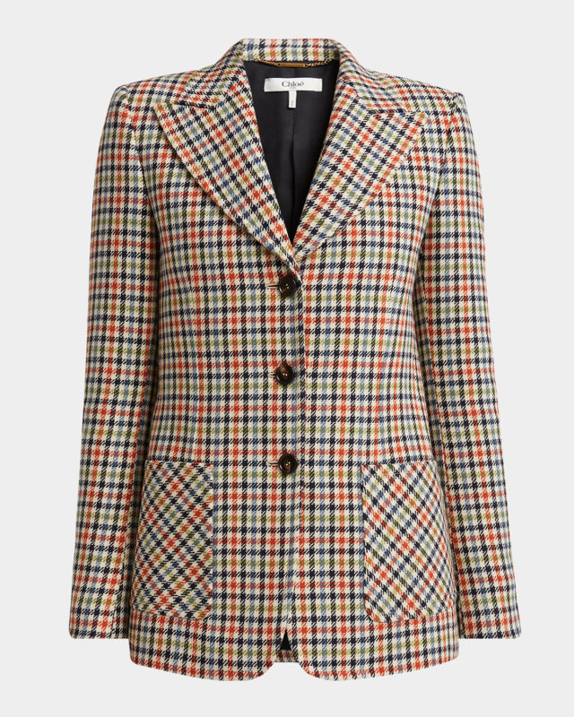 Check Single-Breasted Jacket